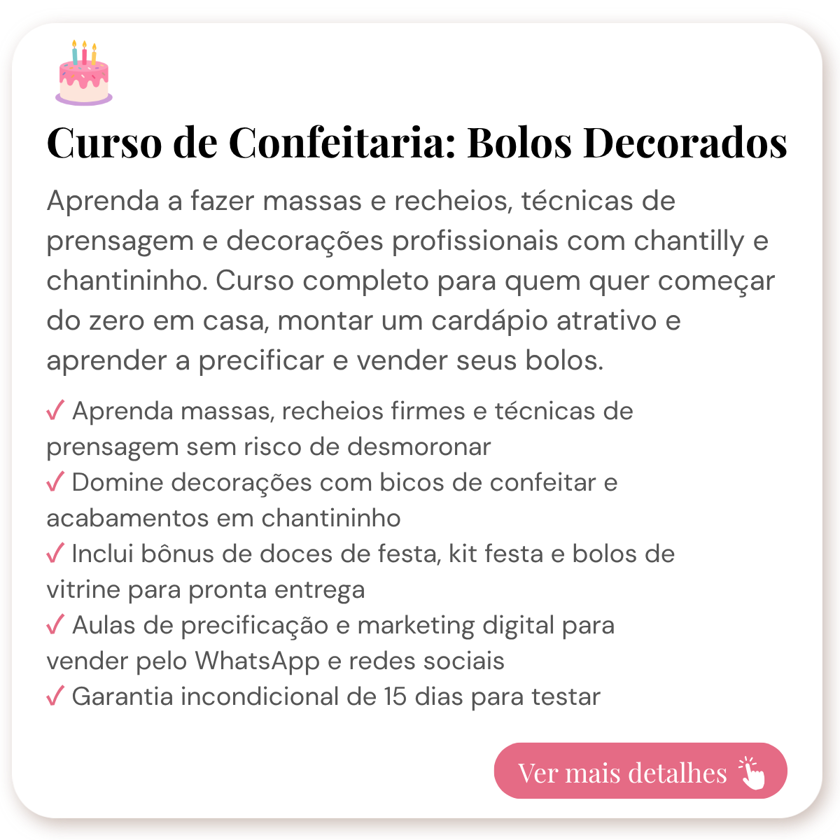Curso de confeiteira de boleira